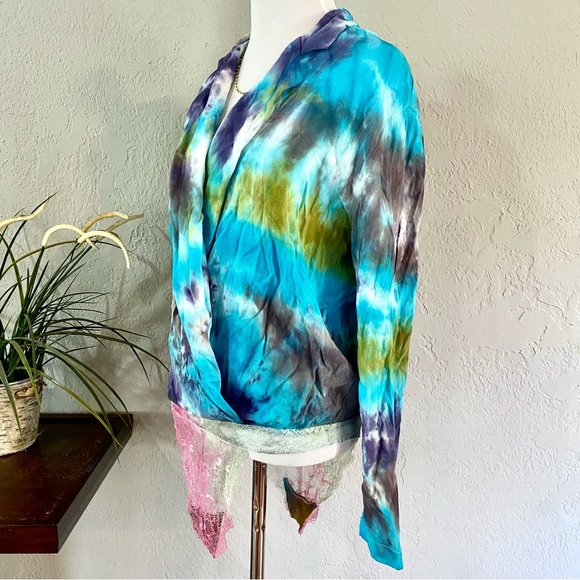 EUC Free People Intimately Elsa Tie Dye Surplice Bodysuit, XS - Picture 6 of 15